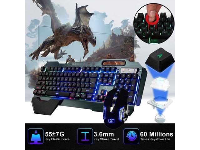 Wireless Gaming Keyboard and Mouse,Rainbow Backlit Rechargeable