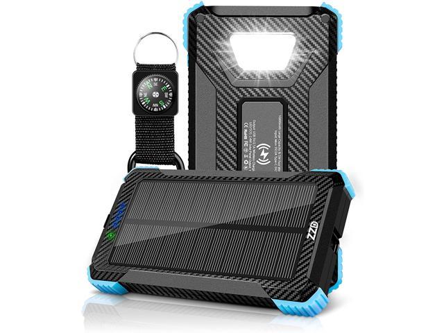 Solar Charger-16800mAh Solar Power Bank Wireless Portable Charger Quick Charge Type-C 5V Dual USB with LED Flashlight Solar Panel Charger Compatible with iOS & Android