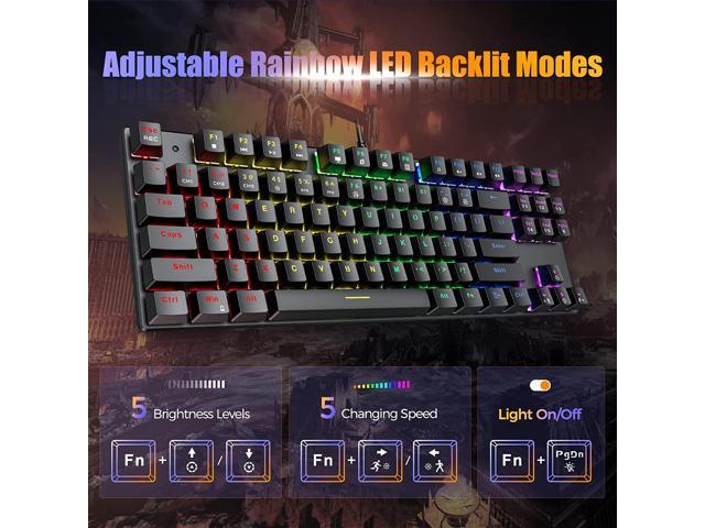 TKL Mechanical Gaming Keyboard, RGB LED Rainbow Backlit 60