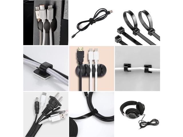 173 Pcs Cable Management Organizer Kit, Include 4 Cable Sleeve Split with  47 Self Adhesive Cable Clips Holder, 10 Cable Ties, 10 Adhesive Wall Cable  Tie, 100 Fasten Cable Ties, 2 x Roll Cable Ties 