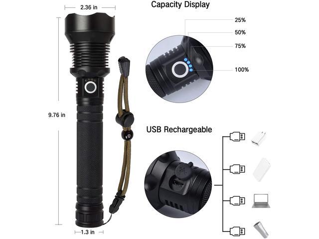 Rechargeable LED Flashlights High Lumens, 90000 Lumens Super