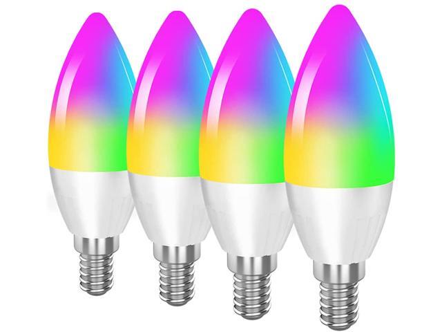 Smart Light Bulb Works with Alexa Google Home Siri Shortcut E12 Base B10/B11 WiFi-Bluetooth Candelabra LED Light Bulb Color Changing Dimmable Chandelier Light Bulbs 360 lm 35w Equivalent 4 Pack