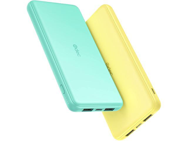Portable Charger 2-Pack 10000mAh Power Bank High Capacity Power Bank Ultra Slim External Phone Battery Pack with Dual Input & Output for iPhone 12 Pro, Galaxy S10, Pixel 4, (Green + Yellow)