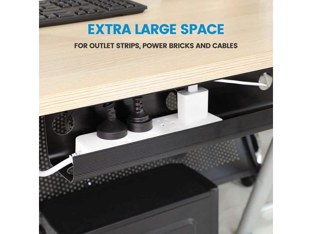 Under Desk Cable Management Tray, 31.5'' No Drill Steel Desk Cable  Organizers, Wire Management Tray Cable Management Rack, Desk Cable Tray  with Wire