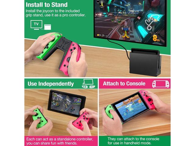 Switch Controller Compatible with Nintendo Switch Joycon, 4 Custom Macro  Rear Buttons & 2 Turbo Buttons Pink and Green Switch L/R Replacement for 