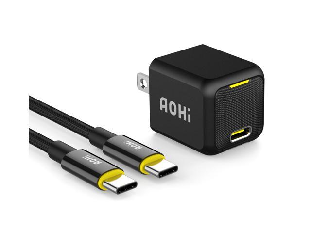 AOHI Magcube USB C Charger, 30W PD Mini Fast Charger GaN+ Wall Charger iPhone Charger Type C Charger Apple Charger with USB C to USB C Cable for Android,MacBook,Huawei Matebook,iPad Pro,Switch,Pixel