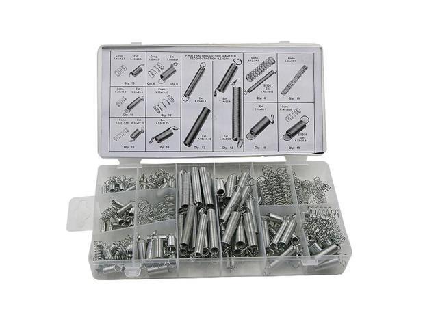 MTMTOOL 200 Pieces Heavy-Duty Extension and Compression Spring Set with Clear Plastic Box for Repairs