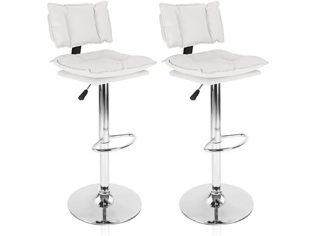 Modern Set Of 2 Bar Stools Adjustable Swivel 360 Bar stool Back Rest Foot Rest 