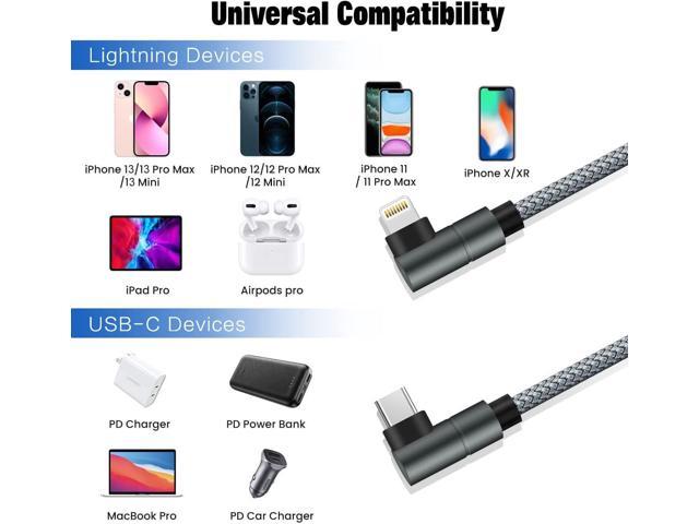 USB C to Lightning Cable 6ft [Apple MFi Certified] PD Fast iPhone 12  Charging Cable 90 Degree Type C Charger Cord Compatible with iPhone12/12  Mini/12