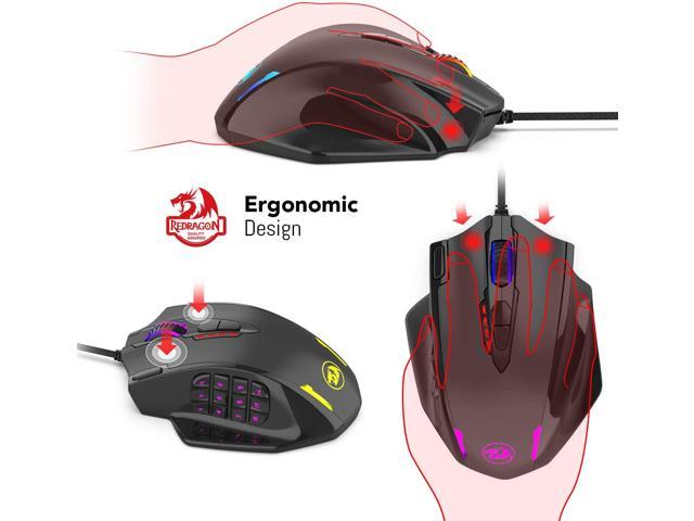 Redragon M908 Impact RGB Gaming Mouse, 12400 DPI Wired Laser MMO Mouse with  High Precision Actuation, 12 Macro Side Buttons and 16.8 Million 