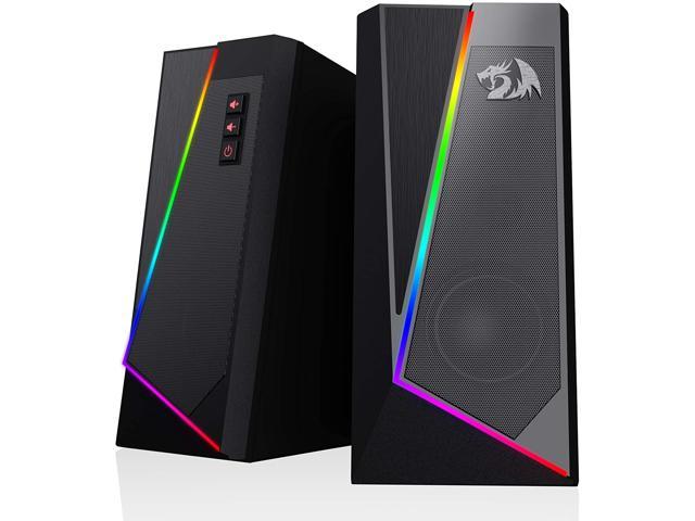 Redragon GS520 Anvil RGB Desktop Speakers, 2.0 Channel PC Computer Stereo Speaker with 6 Colorful LED Modes, Enhanced Bass and Easy-Access Volume Control, USB Powered w/ 3.5mm Cable