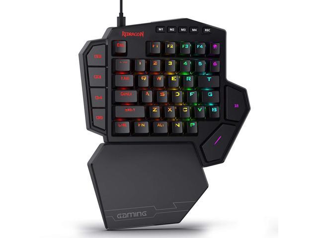 Redragon K585 DITI One-Handed RGB Mechanical Gaming Keyboard, Brown Switches, Type-C Professional Gaming Keypad with 7 Onboard Macro Keys, Detachable Wrist Rest, 42 Keys, Brown Switches