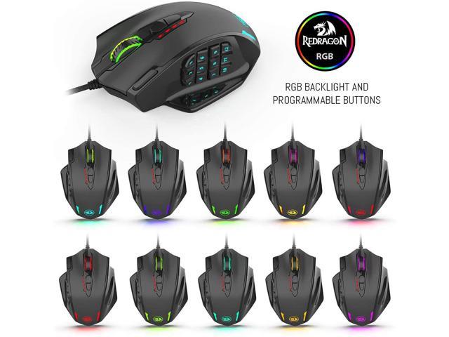 Redragon M908 Impact RGB Gaming Mouse, 12400 DPI Wired Laser MMO Mouse with  High Precision Actuation, 12 Macro Side Buttons and 16.8 Million 