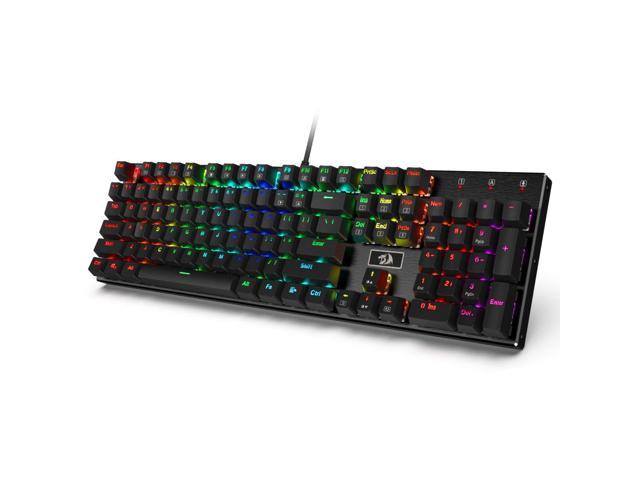 Redragon K556 RGB LED Backlit Wired Mechanical Gaming Keyboard, Aluminum Base, 104 Standard Keys Red Switch