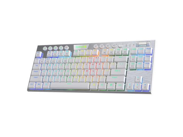 Redragon K621 Horus TKL Wireless RGB Mechanical Keyboard, 5.0 BT/2.4 Ghz/Wired Three Modes 80% Ultra-Thin Low Profile Bluetooth Keyboard w/Dedicated Media Control & Linear Red Switches, White
