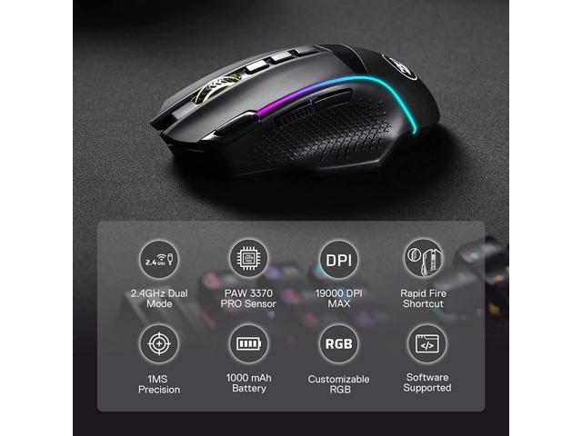 Redragon M991 Wireless Gaming Mouse, 19000 DPI Wired/Wireless Gamer ...