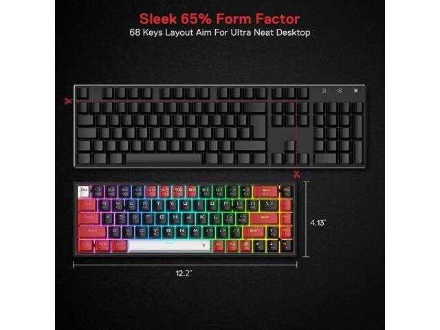 Redragon K631 PRO 65% 3-Mode Wireless RGB Gaming Keyboard, 68 Keys Hot ...