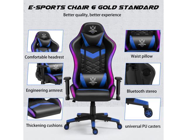 RGB Lighting Gaming Chair, Reclining Backrest Handrails ...