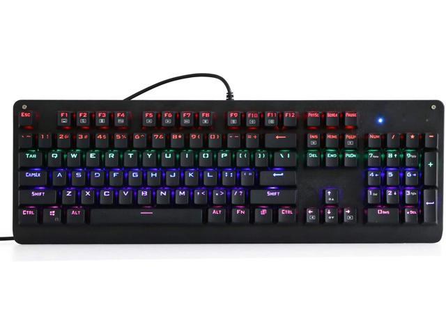 E-YOOSO K600 104 Keys Rainbow LED Backlit Mechanical Gaming Keyboard, USB Wired, 104 Keys Anti-Ghosting, Rainbow LED Backlit, Blue Switches, for PC Gamer (Black)