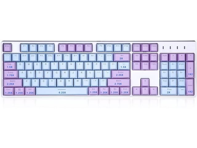 E-YOOSO Keycaps Set, PBT Double Injection, Translucent Backlit 104 Keycaps, Work on Cherry MX Mechanical Switch .etc, for Mechanical Gaming Keyboard (Blue-Purple)