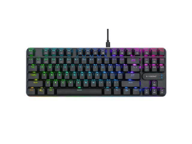 E-YOOSO Z-66 87 Keys RGB Wired Mechanical Gaming Keyboard, 87 Keys Anti-Ghosting, RGB Backlit, Low Profile, Brown Switches, for PC/Laptop (Black)