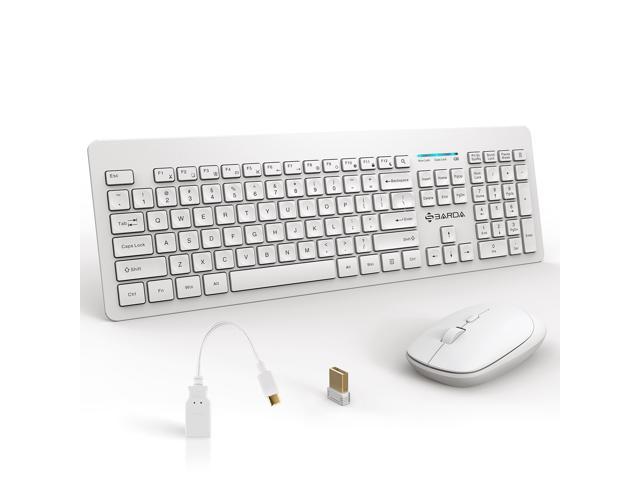 White Ergonomic Ultra-Thin Stylish Wireless 2.4G Mute Keyboard Mouse Set for Windows Computer Computers/Laptops Keyboard 