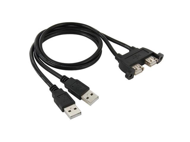 Length Computer Cables 2 USB 2.0 Male to 2-Port USB 2.0 Female with 2 Screw Holes Extension Cable 50cm 