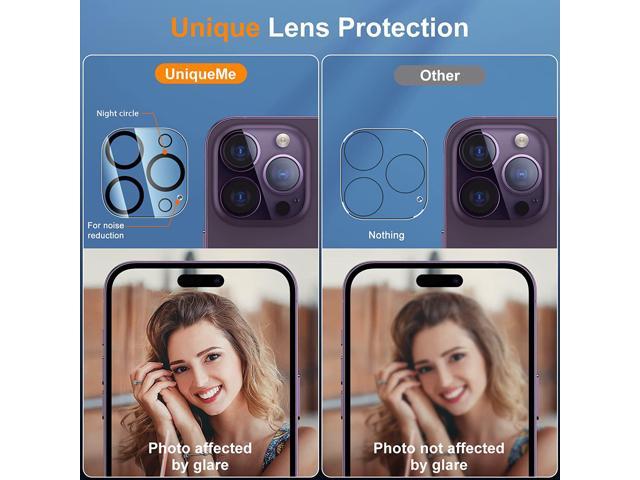 UniqueMe [3 Pack Compatible for iPhone 14 Pro Max/iPhone 14 Pro Camera Lens  Protector Tempered Glass,[Case Friendly][Scratch-Resistant][Night Shooting