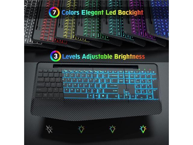 Wireless Keyboard and Mouse, 7 Backlit Effects, Quiet Light Up Keys, Sleep  Mode, Phone Holder - Rechargeable Cordless Combo with Type C Adapter for