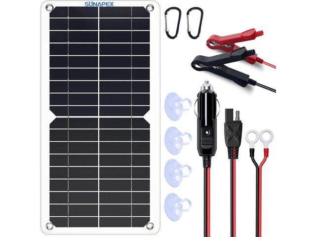 SUNAPEX Portable 10W Solar Battery Charger Maintainer Flexible Solar Panel  Kit Built-in Intelligent Charge Controller 12v Solar Trickle Charger for Car  Truck Boat RV Motorcycle Marine Tractor Battery 