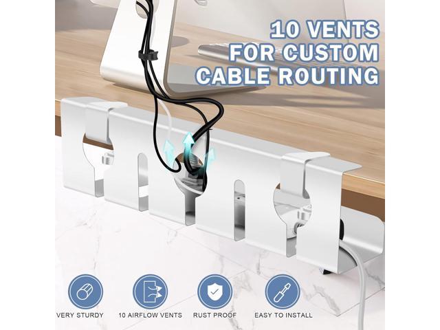 Yecaye No Drill Under Desk Cable Management Tray - Clamp Install Desk Cord  Organizer Rack - No Damage to Tables Cable Wire Management