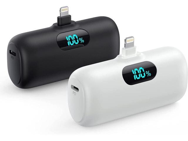 [2 Pack]Mini Portable Charger 5000mAh,Ultra-Compact 15W PD Fast Charging Power Bank,LCD Display Cute Battery Pack Backup Charger Compatible with iPhon