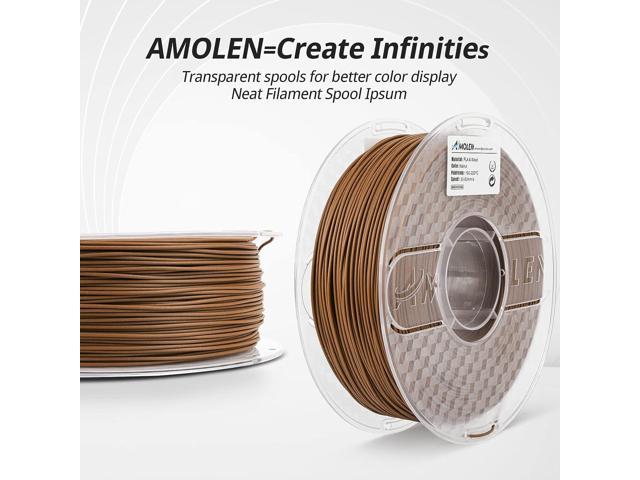 AMOLEN Dark Wood Walnut PLA Filament 1.75mm,Walnut 3D Printer Filament with 30% Real Wood Fiber,Wood Filament,1kg