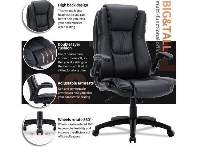 Giantex 500lbs Big and Tall Office Chair, Wide Seat Large Leather Executive Chair w/Heavy Duty Metal Base, Height Adjustable Swivel Computer Task Desk