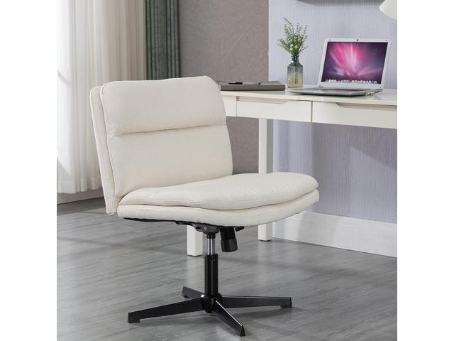 LUCKWIND Armless Home Office Desk Chair No Wheels, Modern Double Padded  Ergonomic Vanity Chair, Height Adjustable Cushioned Swivel Task Chairs,  Wide