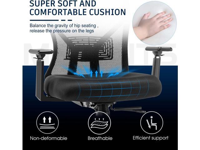 Homy Grigio Ergonomic Office Chair High Back Home Office Desk Chair with 3D Armrest Adjustable Headrest Lumbar Support Mesh Computer Chair with.