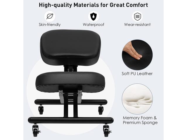 Goplus Ergonomic Kneeling Chair, Height Adjustable Stool with Thick Memory  Foam Cushions & Brake Gliding Casters, Upgraded Gas Spring Rod, Angled Seat,  Posture Chair for Desk, Office, Home 