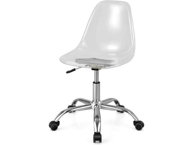 Giantex Clear Desk Chair Acrylic Armless Office Rolling Chair