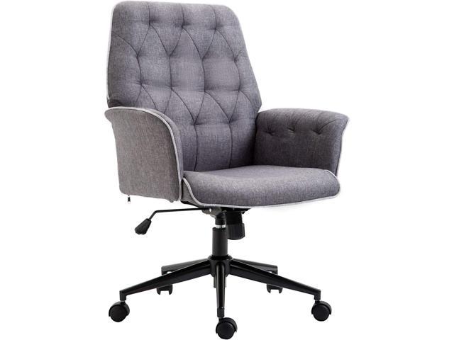 Vinsetto Modern Mid-Back Tufted Linen Home Office Desk Chair with