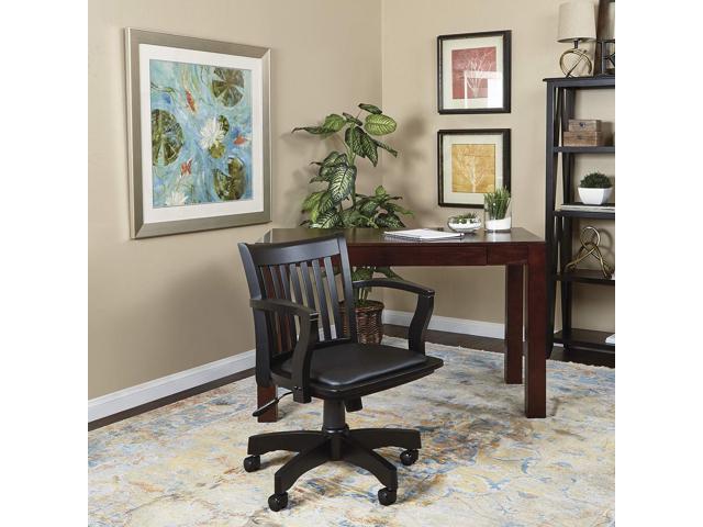 Deluxe Wood Banker's Chair Padded Seat with Base Black - OSP Home  Furnishings