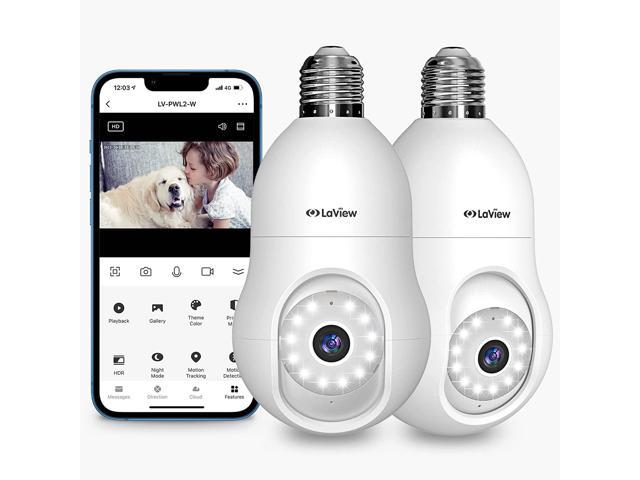  LaView 2K Security Camera Outdoor and Light Bulb