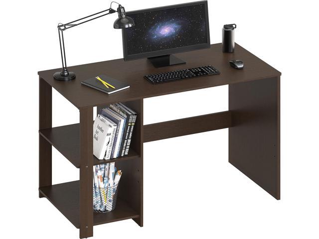 SHW Home Office Computer Desk with Shelves, Espresso 