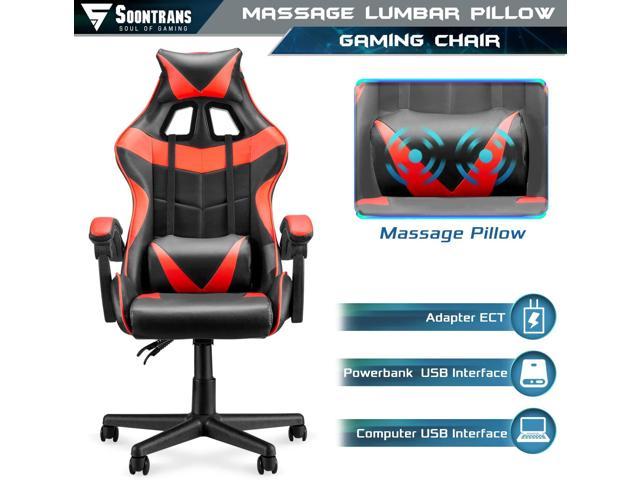 Soontrans Red Gaming Chair,Computer Chair with Massage Lumbar Support and  Headrest,Height Adjustment Desk Chair with High-Back,Red Rolling Gamer Chair  with Linkage Armrests(Ruby Red) - Yahoo Shopping