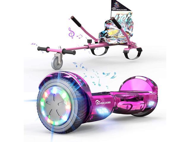 EVERCROSS Hoverboard, Hoverboard for Adults, Hoverboard with Seat Attachment, 6.5" Hover Board Self Balancing Scooter with Bluetooth Speaker & LED Lights, Suit for Adults and Kids Pink