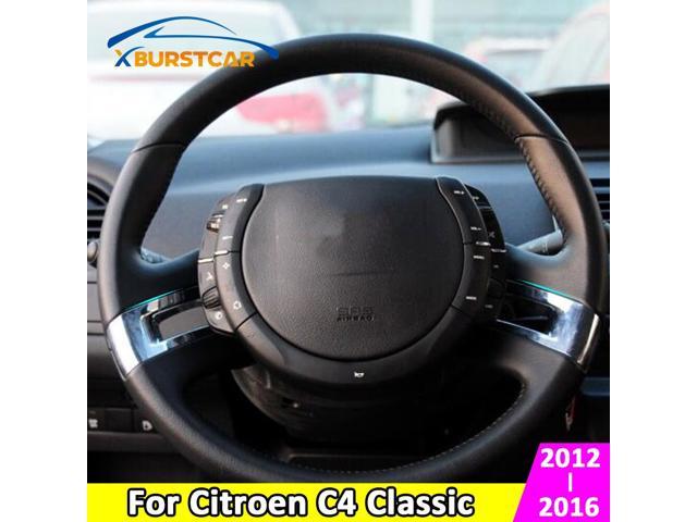 Xburstcar for Citroen C4 Classic 2012 - 2016 ABS Chrome Steering Wheel Cover Stickers Car Trim Sticker Car Styling Parts