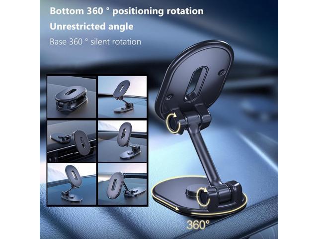 Universal 720 Rotate Metal Magnetic Suction Mobile Phone Holder Car Mount  Air Vent Magnet Mount GPS All-Round Stretchable Phone Stand (Black)