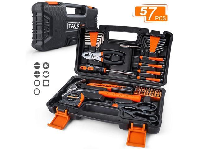 TACKLIFE 57 Pieces Tool Set Household Repair Tool Kit with All Essential Tools for Home Office Apartment with Sturdy Tool Box Storage Case HHK3A