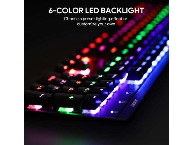 AUKEY KMG16 Mechanical GAMING Keyboard Blue Switches 104key 6-color  backlight