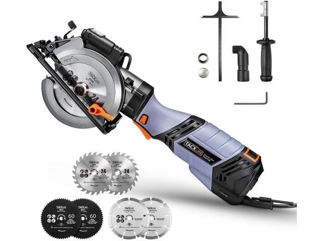 TACKLIFE 6.2A Premium, Electric Mini Circular Saw With 6 Variable Speed, 6 Blades(5" & 4-1/2"), Unique Metal Handle, Pure Copper Motor, Laser Guide, 10Feet Cord, Small Circular Saw- TCS115E