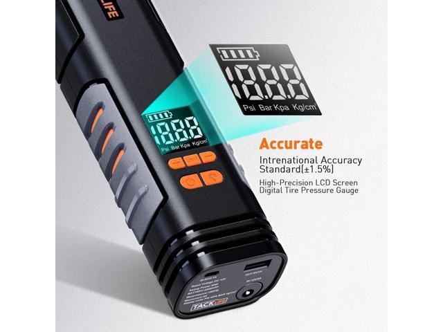 150PSI 2200mAh Rechargeable Auto Pump with Digital Display for Car Bicycle Tires and Other Inflatables TACKLIFE New Generation Portable Tire Inflator Hand Held Air Compressor ACP1E 